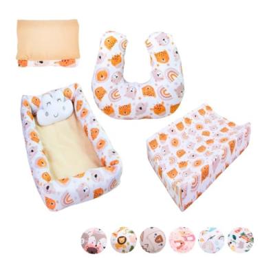 Imagem de Kit Ninho Redutor Quadrado + Almofada de Amamentação Sublimada + Trocador Anatômico + Trocador Portátil Menino e Menina(COALA)