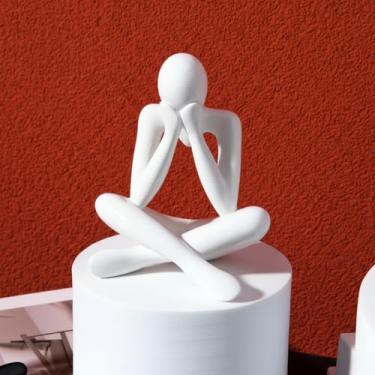 Imagem de Estátua de pensador abstrato, estátua de escultura abstrata minimalista branca, decoração de arte moderna para decoração de mesa de escritório em casa (estilo branco A)