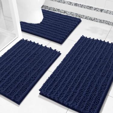 Imagem de Arotive Conjunto de tapetes de banheiro luxuosos de chenille de 3 peças, tapetes de banho felpudos absorventes extramacios, antiderrapantes para lavagem à máquina, tapetes de banho secos para banheiro