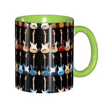 Imagem de Zeraoke Caneca de café criativa com estampa de guitarra artística, personalizada, presente para família, tamanho de 325 ml, unissex