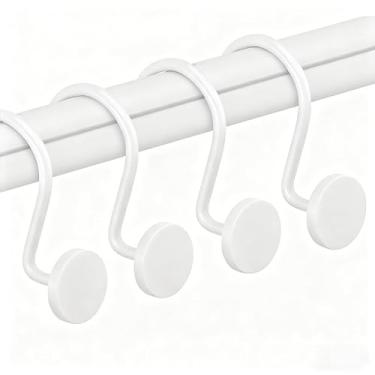 Imagem de Pacote com 4 ganchos de cortina de chuveiro, anéis de cortina de chuveiro à prova de ferrugem para banheiro, ganchos de chuveiro de metal para varão de cortina de chuveiro, conjunto de cabides