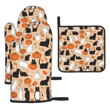 Imagem de Chapéu de bruxa – Conjunto de cozinha essencial com 3 peças, luvas resistentes ao calor e aderência da tampa, proteção para churrasco no forno, design de armazenamento suspenso.