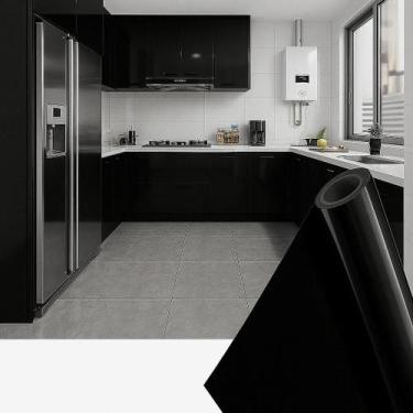 Imagem de Adesivo Vinil Envelopamento Preto Brilho Geladeira 2m x 50cm - BG Ades
