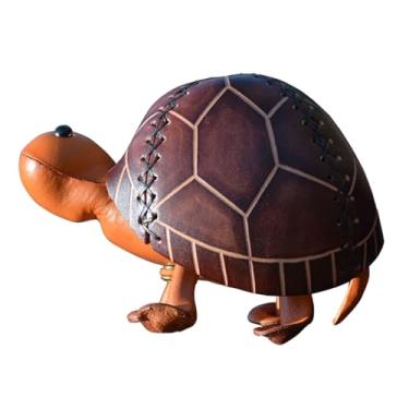 Imagem de Cofrinho de tartaruga de vaca curtido com vegetais, ornamento de mesa feito à mão com armazenamento de moedas para economia decorativa (marrom)