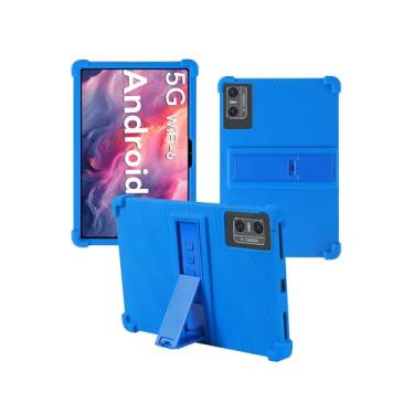 Imagem de Capa para tablet DOMATON D105 Android 14 2025 tablets 25.4 cm, WUNIAK à prova de choque, leve, suporte de borracha, capa protetora, de silicone macio, ajustável para crianças, azul