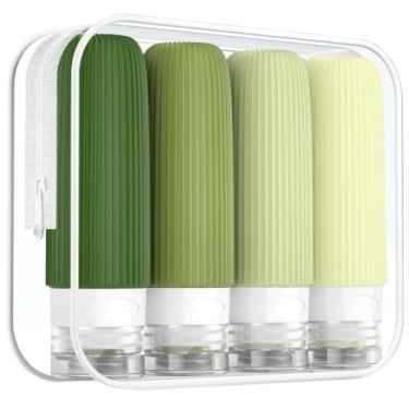 Imagem de Kit de silicone Viagem (conjunto de 4 peças) 90ml, adequado para condicionador, xampu, creme facial e cosméticos(Verde)