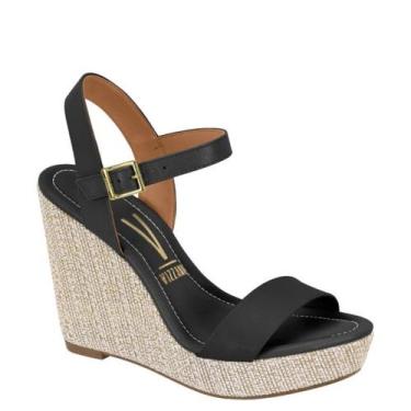 Imagem de Sandália Feminina Plataforma Anabela Alta Vizzano 6283.2000, Preto, Na