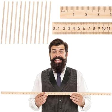 Imagem de gisgfim Pacote com 12 varetas de madeira de 39 polegadas dupla face para jarda vara de madeira econômica régua de madeira 100 centímetros medidor de jarda a granel escola sala de aula escritório