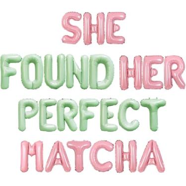 Imagem de Balterever Decorações de despedida de solteira Matcha She Found Her Perfect Matcha, tema de chá, decoração de chá de panela para chá de panela, despedida de solteira, artigos de festa de noivado