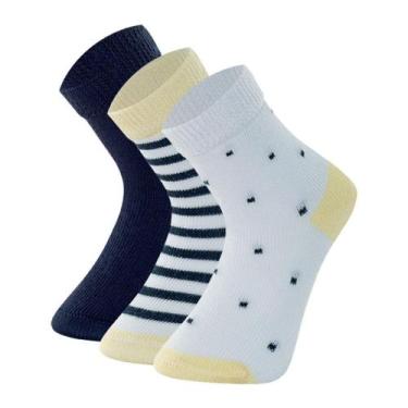Imagem de Kit 3 Pares Meias Cano Médio Bebê Mash Infantil, Azul escuro, 16-21