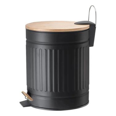 Imagem de Lixeira com Pedal Fluted 5 Litros - Preta – Mek