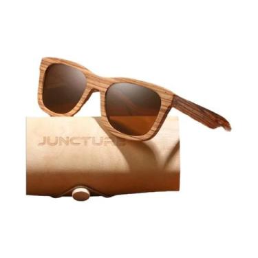 Imagem de Óculos De Sol Vintage Unissex De Madeira De Bambu Quadrados Marca De L