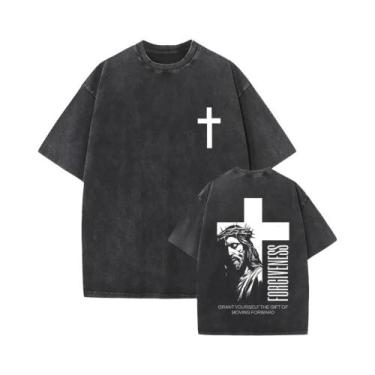 Imagem de Camiseta Religiosa Vintage Lavada Y2K Christian Jesus Forgive Them Fat