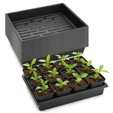 Imagem de RooTrimmer Pacote com 20 bandejas para vasos de berçário (42 x 33,5 x 7 cm), bandejas de plástico para iniciantes, bandeja durável para carregar mudas, bandeja reutilizável para plantar e coletar água