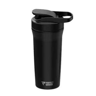 Imagem de PerfectShaker Coqueteleira de aço inoxidável premium – isolada a vácuo de parede dupla, à prova de vazamento, livre de BPA, não tóxica, mistura de haste de ação – Coqueteleira de proteína para