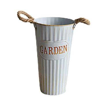 Imagem de Jectse Balde de Flores Secas de Ferro, Vaso de Chão Estilo Americano Vintage para Decoração de Casa Com Construção de Metal Resistente, Adequado para Pátio de Casamento Interno e (C)