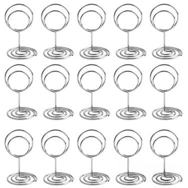 Imagem de 15 suportes de números de mesa, porta-cartões de lugar, porta-fotos de arame, porta-cartões de mesa de tamanho pequeno, porta-fotos para centros de mesa, recepção de casamento, festa, aniversário