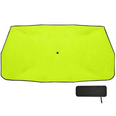 Imagem de Toldo de carro dobrável amarelo fluorescente guarda-chuva de para-brisa cobertura completa bloqueador solar de carro pára-brisa 147.3 cm x 75.4 cm