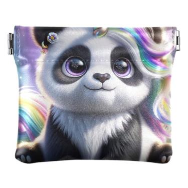 Imagem de Porta-moedas de couro personalizado feminino unicórnio lobo Squeeze bolsa para mulheres meninas, Panda de unicórnio fofo, one size, Minimalista moderno