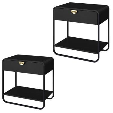 Imagem de Kit 02 Mesas De Cabeceira 1 Gaveta Organica  Artesano Nero