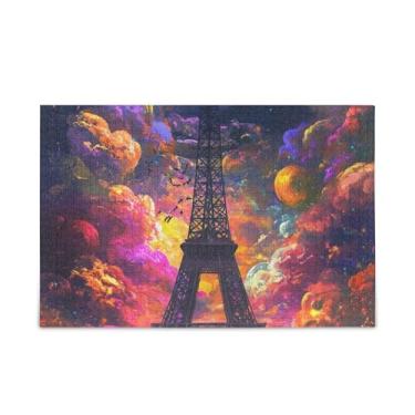 Imagem de Quebra-cabeças coloridos de madeira e papel da Torre Eiffel com bolsa de armazenamento de 500 peças