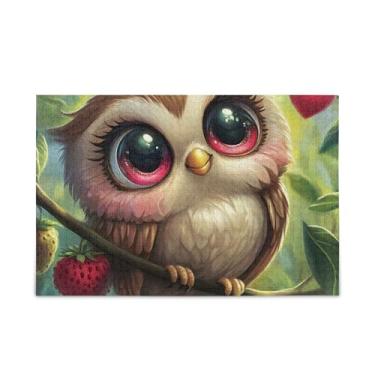 Imagem de 500 peças de quebra-cabeças engraçados de madeira e papel combinados de coruja chibi de morango para adultos