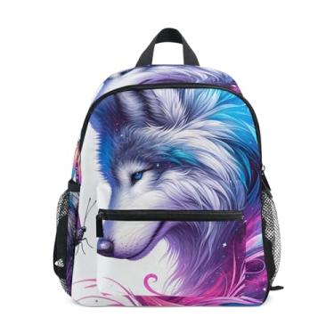 Imagem de GAIGEO Fancy Wolf Butterfly Kids School Backpack with Whistle, Adjustable Chest Strap, Boys Mini Backpack Lightweight & Compact for Ages 3-8