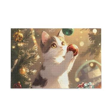 Imagem de Quebra-cabeças quentes de 1000 peças fofas de Natal, composto de papel e madeira, jogos de quebra-cabeça para adultos com suporte de letras