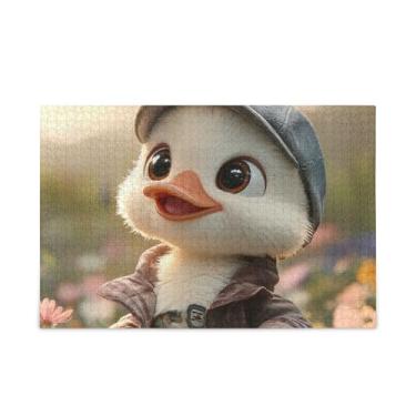 Imagem de Quebra-cabeça de patinho branco fofo de madeira e papel combinados de 500 peças para adultos