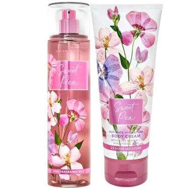 Imagem de Kit Perfume Bath e Body Works Sweet Pea Body Splash e Creme Hidratante