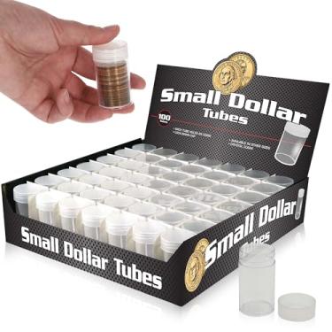 Imagem de BCW Tubos de moeda para pequenos dólares - 100 quilates | Comporta moedas de dólar pequenas "Sacagawea", presidencial e Susan B. Anthony | Porta-moedas de tubo de plástico durável | Suprimentos para
