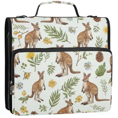 Imagem de Organizador de fichário com zíper de tecido, 3 fichários de 3,5 cm, porta-pastas e estojo de cangurus com alça de ombro, 34,5 x 31,5 x 8,9 cm