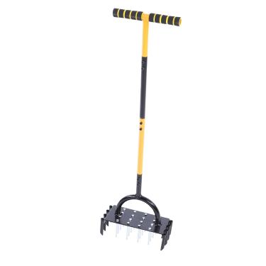 Imagem de Diydeg Aerador de Gramado, 16 Espigões e 8 Núcleos, Ferramenta de Aeração de Gramado com Cabo em T, Aço Carbono Resistente, Ferramenta Manual de Aeração de Solo para Jardim, Quintal