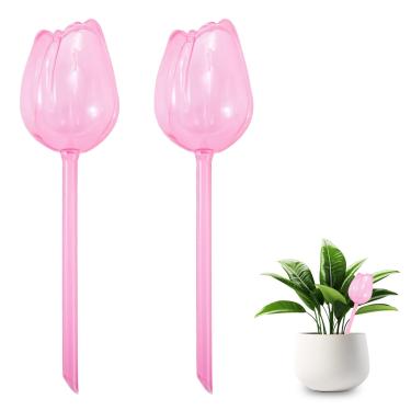 Imagem de Milnnie Globos criativos de irrigação automática em forma de flor para plantas internas e externas – Lâmpadas automáticas de irrigação por gotejamento de PVC de 5 x 5 x 12,7 cm para férias – Sistema
