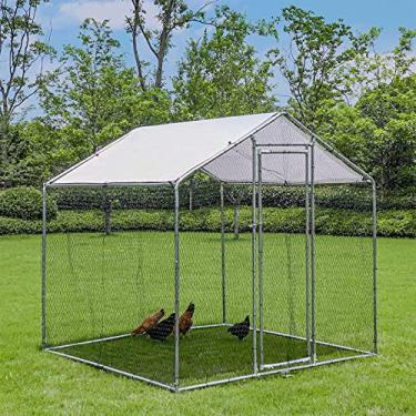 Imagem de LOERSS Galinheiro de metal de 1,5 m com teto, gaiola de galinheiro grande, galinheiro, galinheiro, galinheiro, galinheiro, com capa
