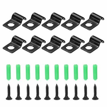 Imagem de HARFINGTON Conjunto de tiras de tubo de 3/40.6 cm, clipe de conduíte de aço carbono, 50 peças, braçadeira de alça de furo único para fixação de cabo de tubo de tubo (4 mm, preto)