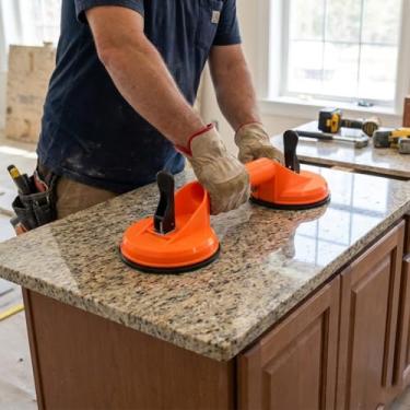 Imagem de Ventosa resistente de garra dupla, elevador de vidro a vácuo duplo com almofadas de 12 cm, ferramenta extrator profissional de 32 cm para azulejos grandes, fixador de lacuna de piso e movimento de