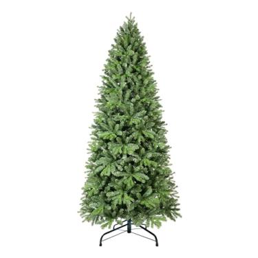 Imagem de Árvore de Natal artificial de agulha mista PE/PVC de 2,3 m – Design articulado de 4 partes, pontas de ramo 1599, suporte de metal de 109 cm, moldura de aço e ferro para estabilidade – perfeita para