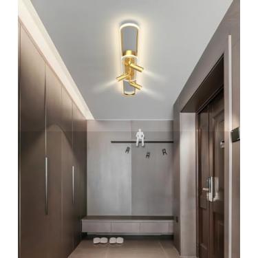 Imagem de Luminária pendente moderna com intensidade ajustável (altura regulável), spots LED e controle remoto para iluminação de teto em cozinhas, salas de jantar e salas de estar (dourada, 120 cm de