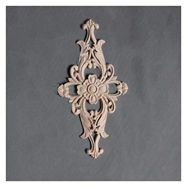 Imagem de Appliques de madeira decorativos no centro de móveis de casa, texturas de processo de escultura, texturas de porta de mobiliário sem pintura, decorações de armários, várias combinações(1PCS,A)