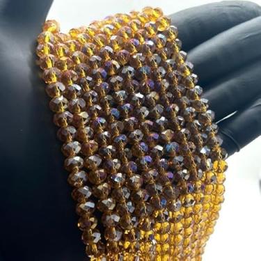 Imagem de Fio de Cristal de Vidro 8mm Facetado para Bijuterias e Artesanato – 67 Peças por Fio (AMBAR BOREAL)