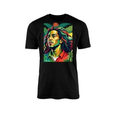 Imagem de camiseta Bob Marley colorido estampa alta resolução unisex hazak, Pret