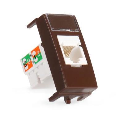 Imagem de Módulo Tomada Informática Rj45 Cat 5e Internet Marrom Margirius, Marro