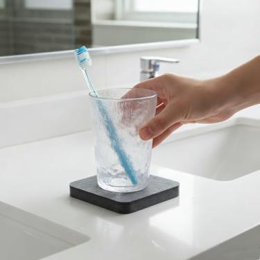 Imagem de Conjunto de porta-copos absorventes e tapetes de pia de secagem rápida para balcão de banheiro parceiros de superfície de cozinha uso doméstico 2 peças (cinza escuro, 3 x 3,2 cm)