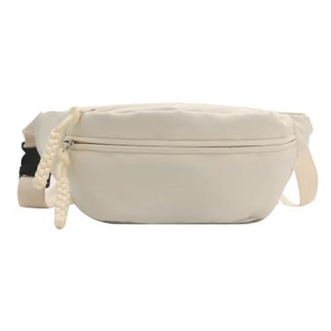 Imagem de Bolsa crossboby em forma de crescente bolsa feminina de nylon elástica bolsa transversal espaçosa bolsa jiaozi, Branco, Casual
