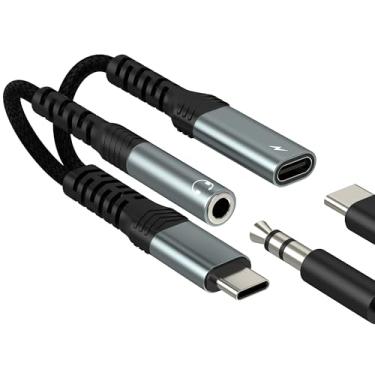 Imagem de Adaptador auxiliar tipo C para auxiliar (2 em 1) USB C divisor de áudio para iPhone 17 16 15 Pro Max 3,5 mm cabo carregador compatível com Samsung S25 S24 cabo dongle auxiliar para fone de ouvido com