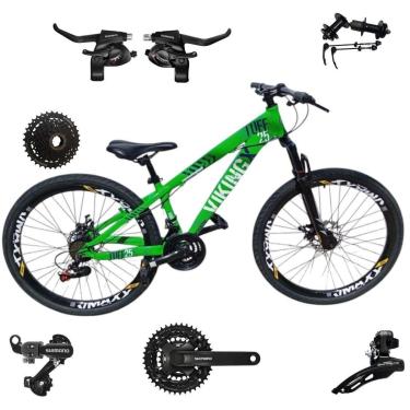 Imagem de Bicicleta 26 VikingX T25 24v Cubo Catraca K7 e Componentes Shimanos Pneu Aro 26 Balão Preto-Unissex