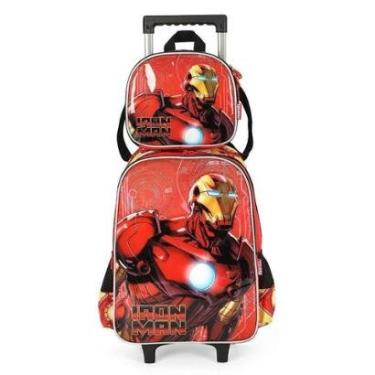 Imagem de Kit Mochila Rodinha Lancheira Luxcel Avengers Homem de Ferro-Masculino