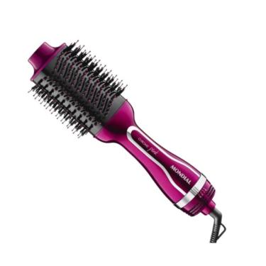 Imagem de Escova secadora alisadora mondial  360° chrome 127v Es-04 pink