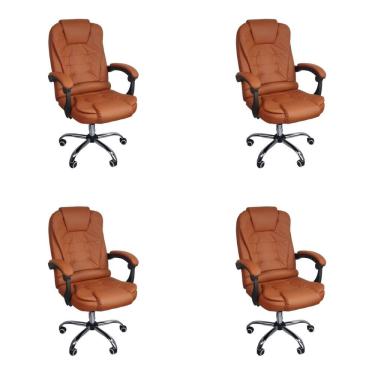 Imagem de Kit 4 Cadeiras Escritório Presidente Reclinável Ergonômica